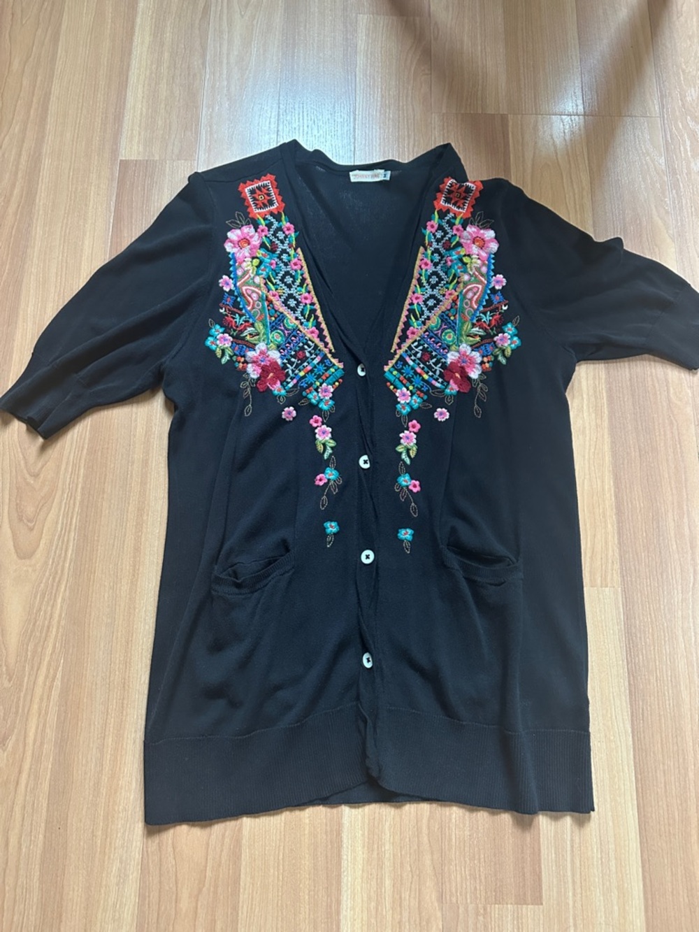 Johnny Was embroidered cardigan size medium